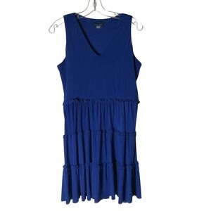 Tommy‎ Hilfiger Womens Sleeveless Tiered Ruffle Mini Dress Blue Size 6